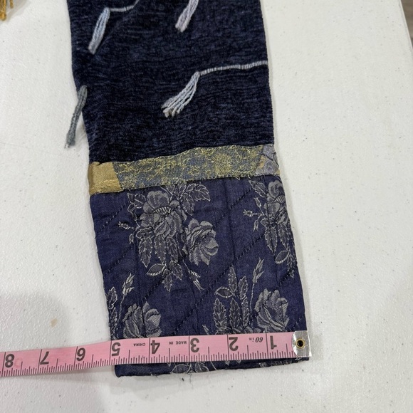 Flashback Jacket Blue/Gold Blazer Velvet Satin Patchwork Boho Women’s Size Small - Picture 13 of 16